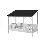 MALIA Lit cabane 90x200 avec toit noir + lit gigogne