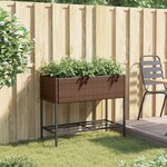 vidaXL Jardinière avec étagère marron résine tressée