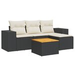 vidaXL Salon de jardin 5 Pièces avec coussins noir résine tressée