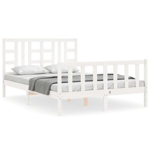 vidaXL Cadre de lit avec tête de lit blanc 140x190 cm bois massif