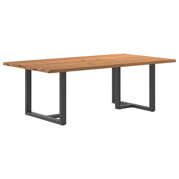 vidaXL Table à manger et bord naturel bois massif chêne rectangulaire