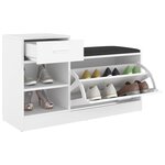vidaXL Banc à chaussures Blanc 94 5x31x57 cm Bois d'ingénierie