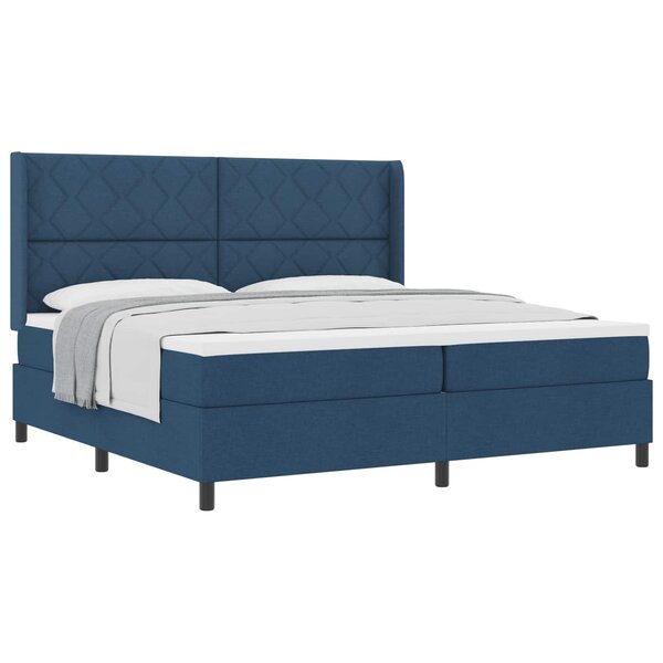 vidaXL Lit à ressorts avec matelas Bleu 200 x 200 cm tissu