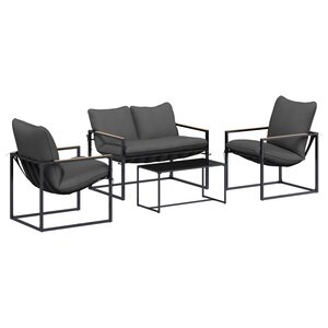 vidaXL Ensemble de canapé de jardin 4 Pièces Noir et anthracite Acier