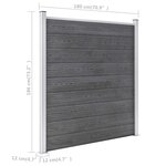 vidaXL Clôture de jardin WPC 1391x186 cm Gris