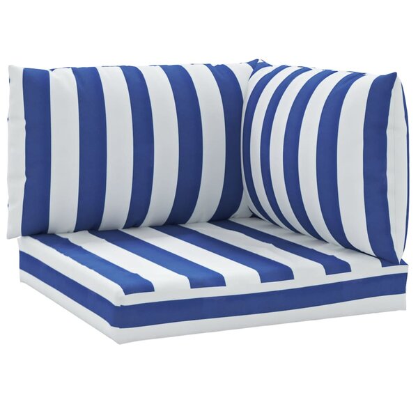 vidaXL Coussins de palette lot de 3 rayures bleues/blanches