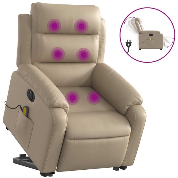 vidaXL Fauteuil inclinable de massage électrique cappuccino similicuir