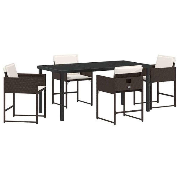 vidaXL Ensemble de salle à manger pour jardin 5 Pièces Marron Poly rotin