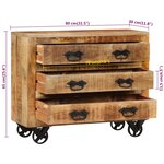 vidaXL Buffet avec 3 tiroirs 80x30x65 cm bois de manguier brut massif