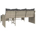 vidaXL Canapé de jardin et table et coussins en forme de L gris clair