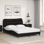vidaXL Lit avec matelas Hvar noir 140x200 cm similicuir