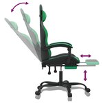 vidaXL Chaise de jeu avec repose-pied Noir et vert Similicuir