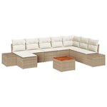 vidaXL Ensemble de Canapé de Jardin 9 Pièces avec Coussins Beige Poly Rotin Acacia