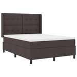 vidaXL Lit à ressort LED avec matelas Marron foncé 160 x 200 cm tissu