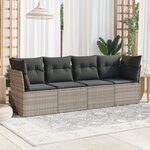 vidaXL Salon de jardin 4 Pièces avec coussins gris clair résine tressée