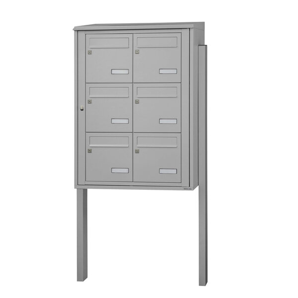 Bloc collectif Leabox 2x3 grade 3 simple face extérieur fixation sur pieds à sceller gris clair ral 7035 finition brillante