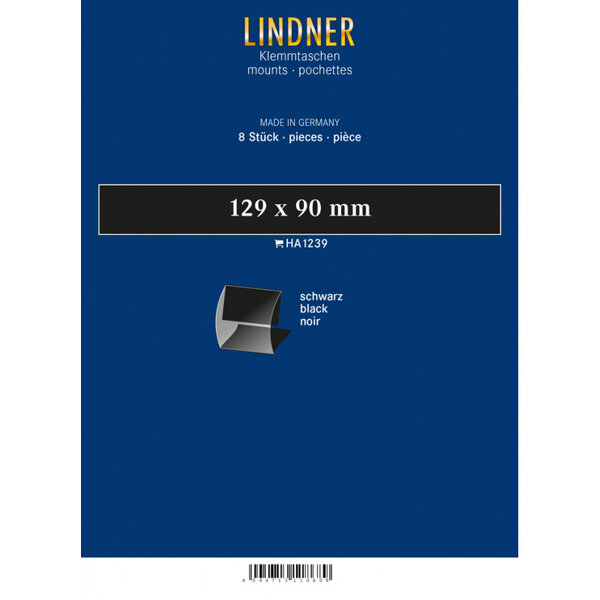 Bandes Klemmfix double soudure 129 x 90 mm pour blocs de timbres. Fond - Noir