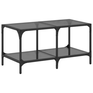 vidaXL Table basse avec dessus en verre noir 78 5x40x40 cm acier