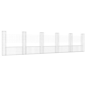 vidaXL Panier de gabion en forme de U avec 6 poteaux Fer 620x20x150 cm