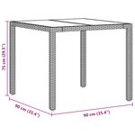 Ensemble de salle à manger de jardin 3 pièces avec coussins gris en poly rotin