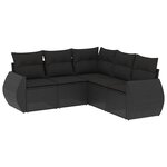 vidaXL Salon de jardin 5 Pièces avec coussins noir résine tressée