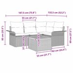 vidaXL Ensemble de canapé de jardin 5 Pièces Noir  Crème 55 x 55 x 37 cm