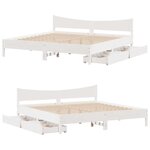 vidaXL Cadre de lit avec tiroirs blanc 180x200 cm bois de pin massif