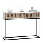 vidaXL Table console blanc 105x30x75 cm bois d'ingénierie et fer