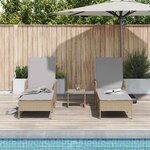 vidaXL Chaise longue avec coussin 2 Pièces Beige 35 x 35 x 32cm polyrotin