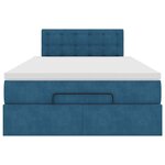 vidaXL Cadre de lit ottoman avec matelas bleu foncé 120x200 cm velours