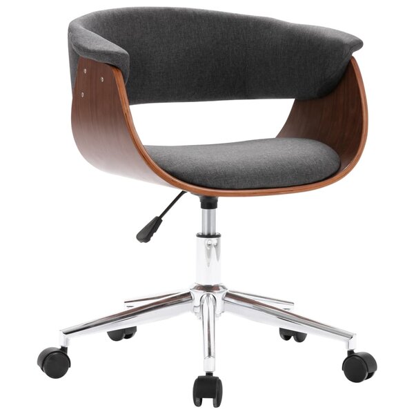 vidaXL Chaise pivotante de bureau Gris Bois courbé et tissu