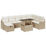 Ensemble de Canapés de Jardin de 9 Pièces avec Coussins Beige en Rattan Poly