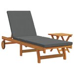 Fauteuil roulant vidaXL avec table et coussin en bois d'acacia massif