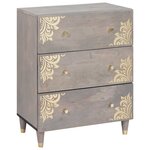 vidaXL Buffet Gris et or 60 x 33 x 75 cm Bois de mangue massif