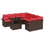vidaXL Ensemble de canapé de jardin 9 Pièces Marron Poly Rattan