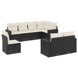 vidaXL Salon de jardin 8 Pièces avec coussins noir résine tressée