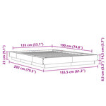vidaXL Cadre de lit avec lumières LED sans matelas noir 135x190 cm