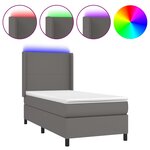 vidaXL Sommier à lattes de lit matelas LED Gris 90x190 cm Similicuir