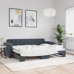 vidaXL Lit de jour avec gigogne sans matelas gris foncé 80x200 cm