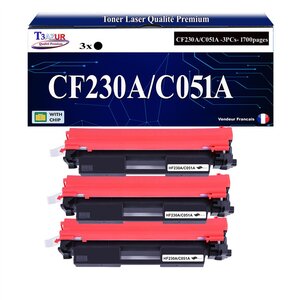 T3AZUR -3x Toners compatibles avec HP CF230A (30A) pour HP LaserJet Pro M203dn M203dw MFP M227fdn MFP M227fdw M227sdn