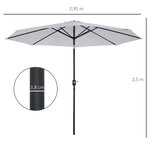 Parasol en métal rond polyester 180g/m² manivelle inclinable Ø 3 x 2 45 m blanc