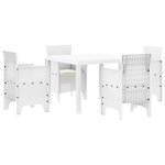 vidaXL Ensemble de salle à manger de 5 pièces avec coussins en rattan synthétique blanc