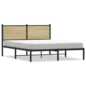 vidaXL Cadre de lit en métal sans matelas chêne sonoma 137x190 cm