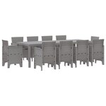 vidaXL Ensemble de Salle à Manger de Jardin de 11 Pièces avec Coussins Gris Clair Poly Rattan