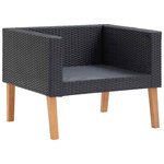 vidaXL Canapé simple de jardin avec coussins Résine tressée Noir