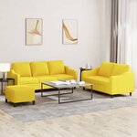 vidaXL Ensemble de canapés 3 Pièces avec coussins Jaune clair Tissu