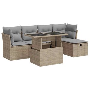 vidaXL Salon de jardin avec coussins 6 Pièces beige résine tressée
