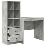 vidaXL Bureau avec tiroir avec étagère avec stockage 2 Pièces Gris béton