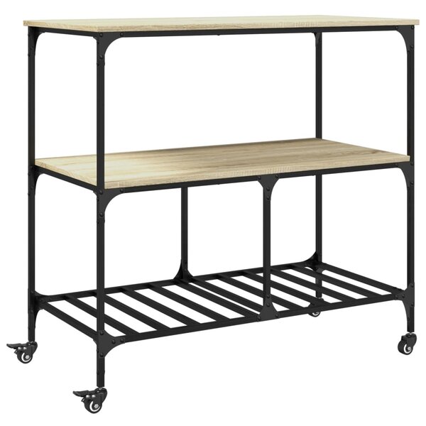 vidaXL Chariot de cuisine chêne sonoma 100x50x95 cm bois d'ingénierie