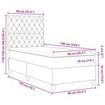 vidaXL Lit à ressort avec matelas et lumière LED Gris clair 90x190 cm Velours
